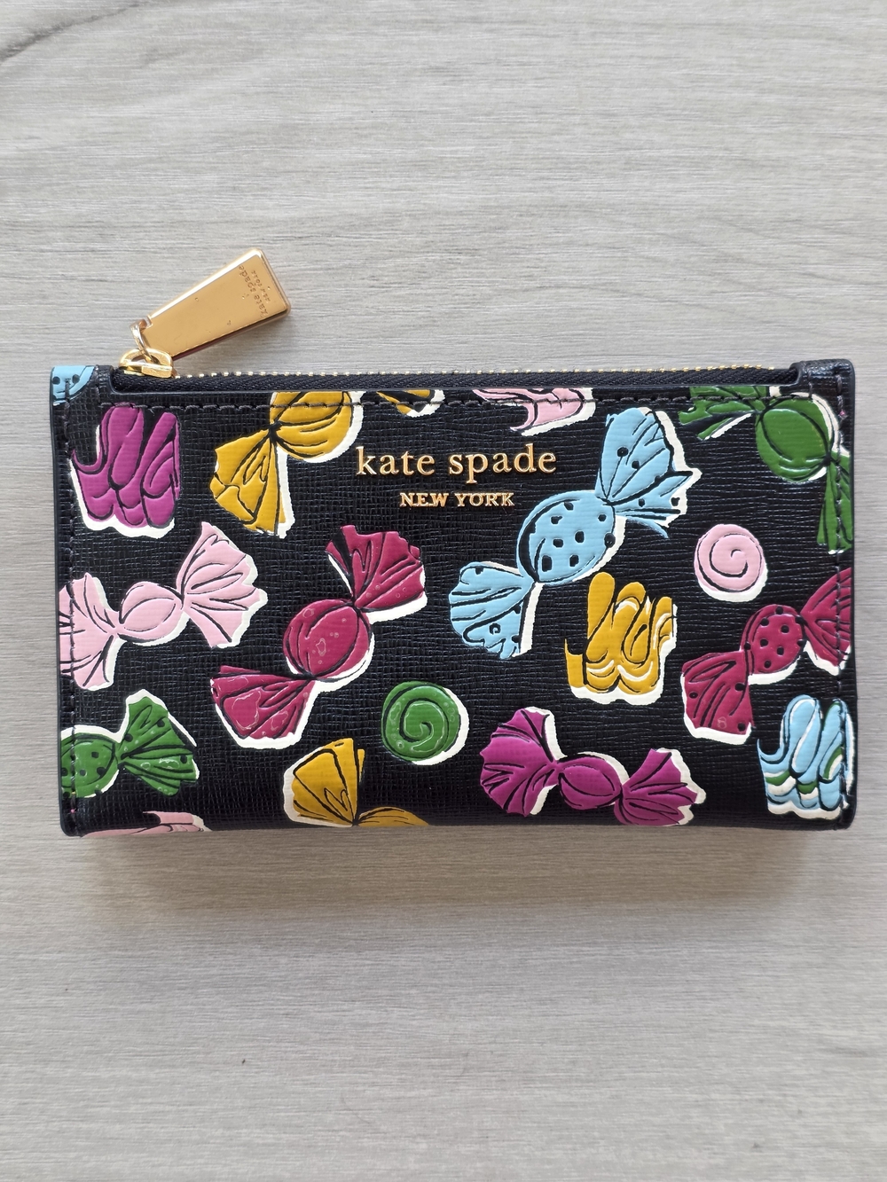 Kate Spade Novelty Morgan Assorted Candies Embossed Small Slim Bifold Wallet